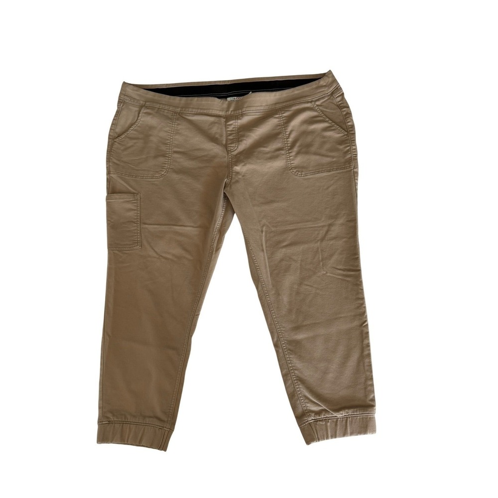 Denim & Co Khaki Tan Cargo Pants Women's 2XP Petite Pull On Stretch Twill